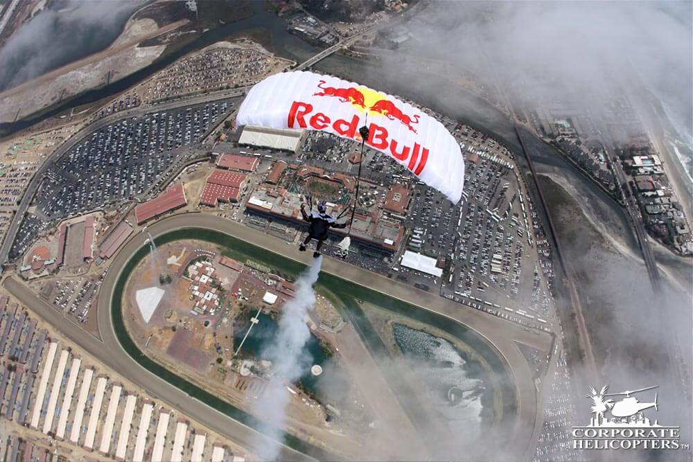 Red Bull Skydivers over Del Mar.