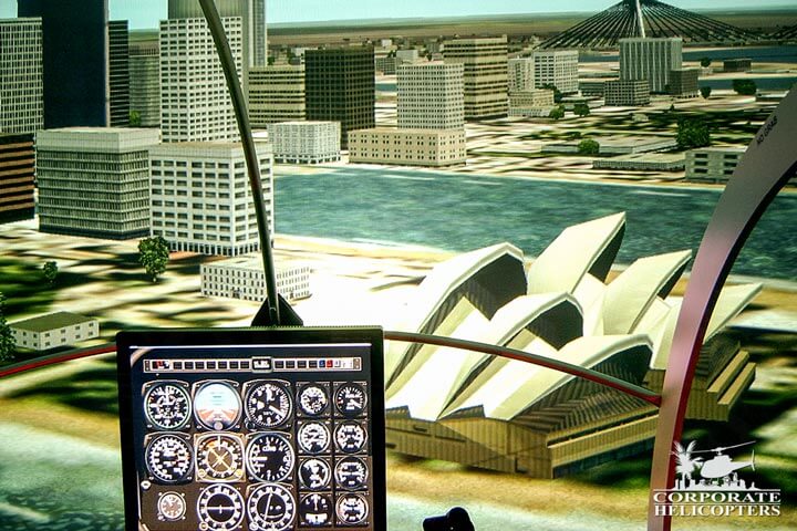 Our helicopter flight simulator allows for various scenarios including weather variations, emergency procedures, and locations.