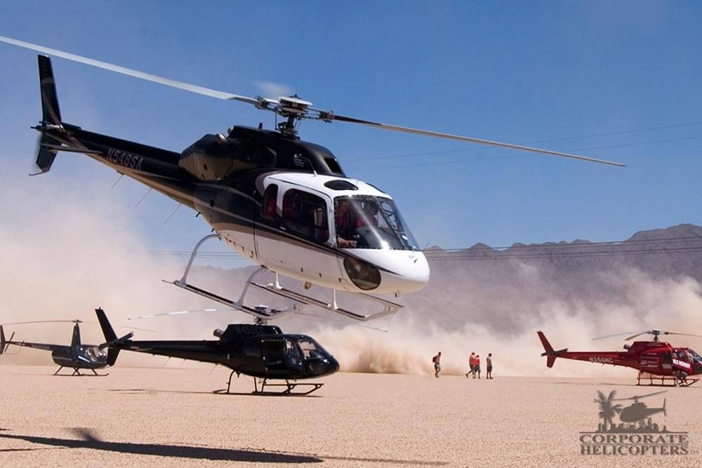 A group of helicopter in the desert