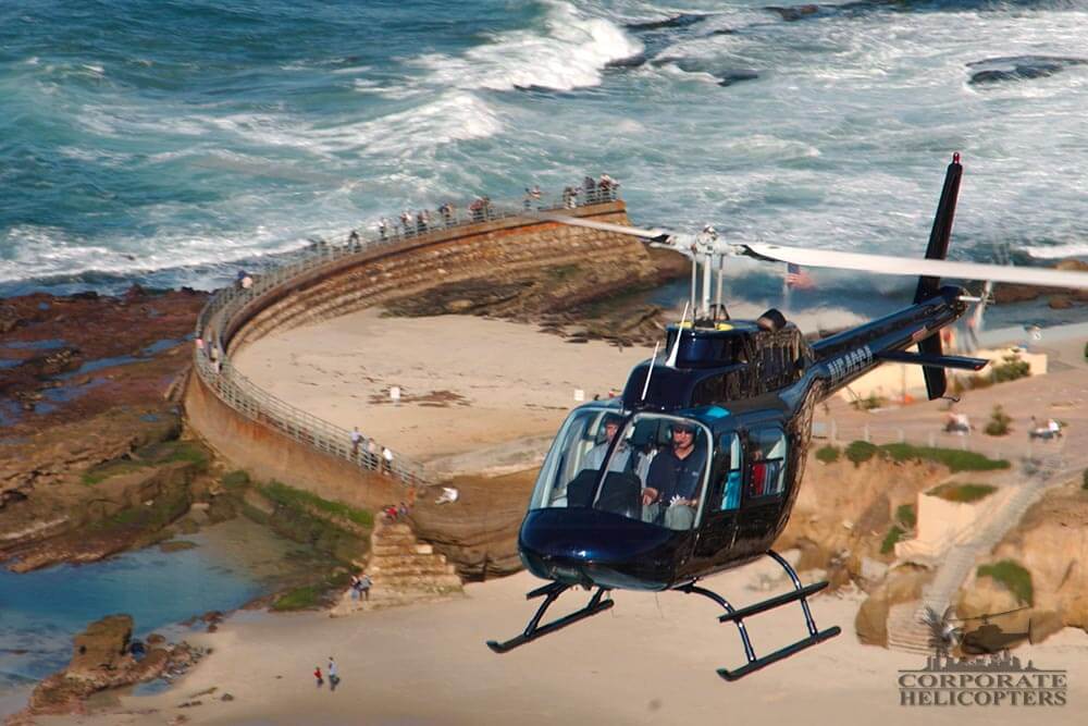 Helicopter tour of San Diego over the Children's Pool in La Jolla, .
