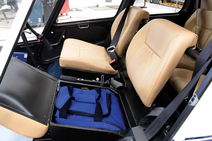 R44 storage under seats