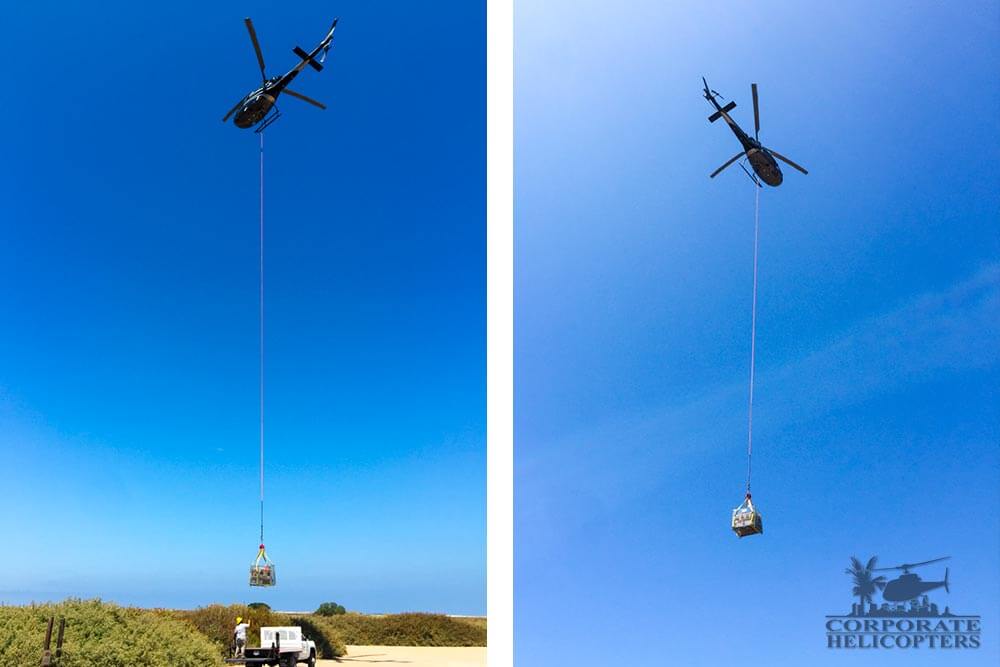 Helicopter utility lifting of batteries to Coronado Islands for Scripps radar